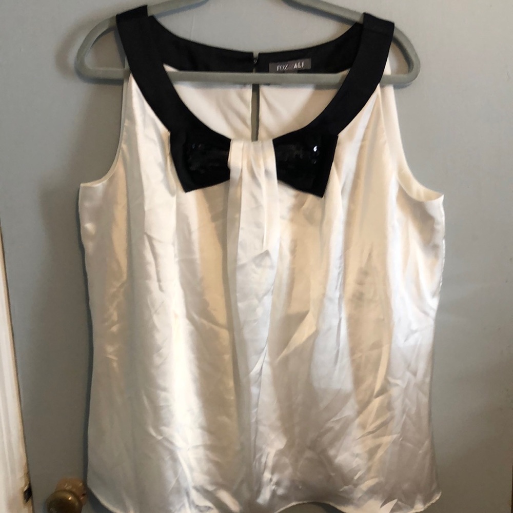 Ross and Ally size 16 cream colored sateen evening wear blouse.